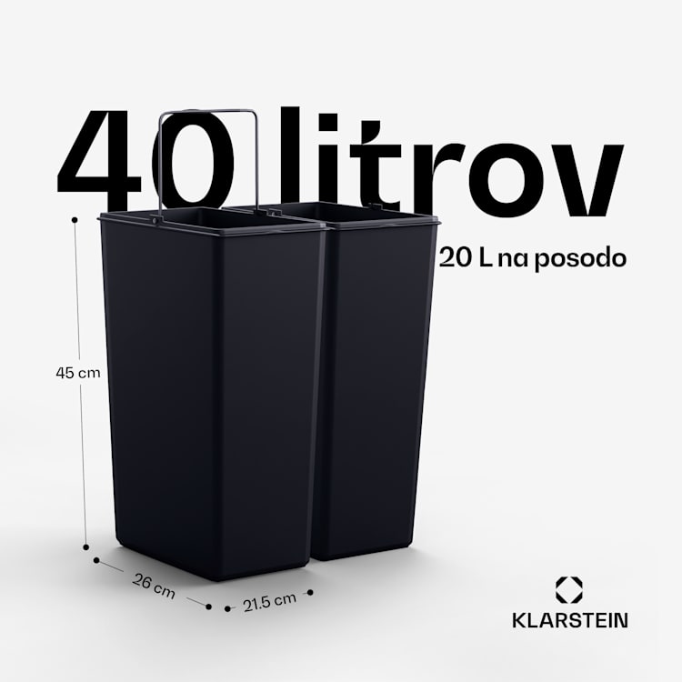 Grama 40, koš za smeti s pedali, 40L / 2x20L, brez hrupa, PP plastika, retro