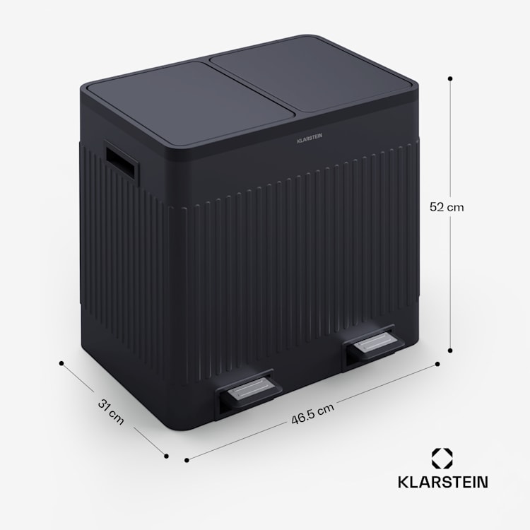 Grama 40 Treteimer 40L / 2x20L geräuschlos PP Retro 40 Ltr | Schwarz