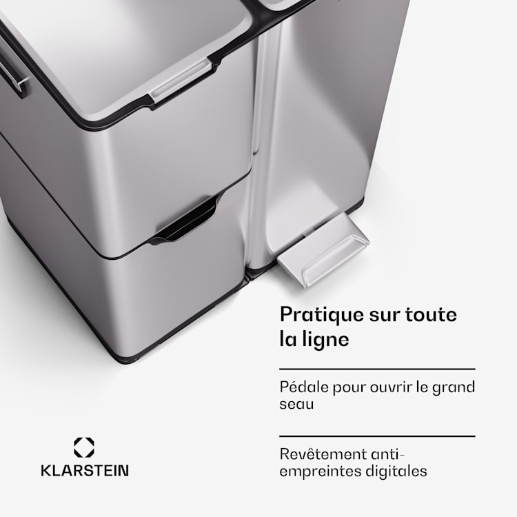 Tiyo 3-in-1 prullenbak 60 liter uitneembare emmer Soft Close 60 ltr | Roestvrij Staal