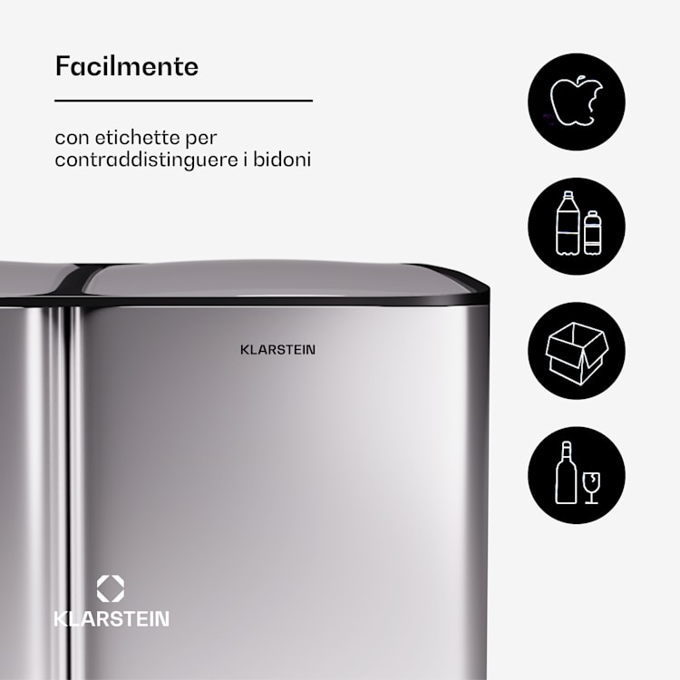 Tiyo 3-in-1 - Cestino dei rifiuti, 60 L, contenitori estraibili, Soft-Close 60 Ltr | Acciaio inox