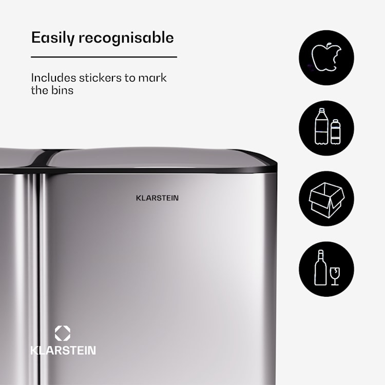 Tiyo 3-in-1 waste bin 60 L removable soft-close bucket 60 Ltr | Stainless Steel