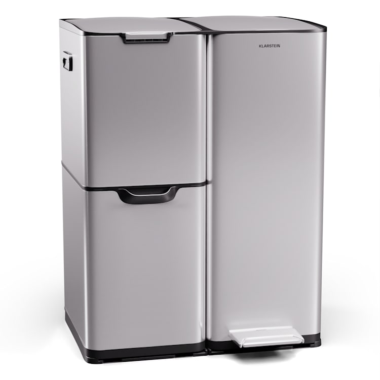 Tiyo 3-in-1 - Cestino dei rifiuti, 60 L, contenitori estraibili, Soft-Close 60 Ltr | Acciaio inox