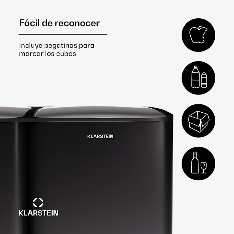 Papelera 3 en 1 Tiyo 60 litros extraíble con cierre suave 60 L | Negro