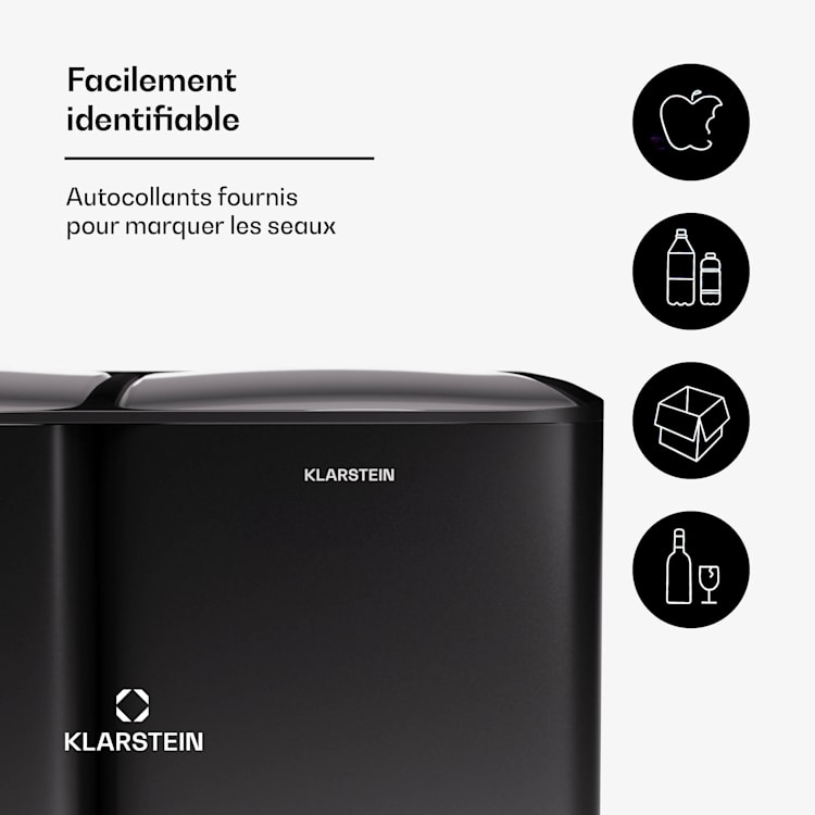 Poubelle Tiyo 3 en 1 Seau amovible à fermeture amortie 60 L 60 L | Noir