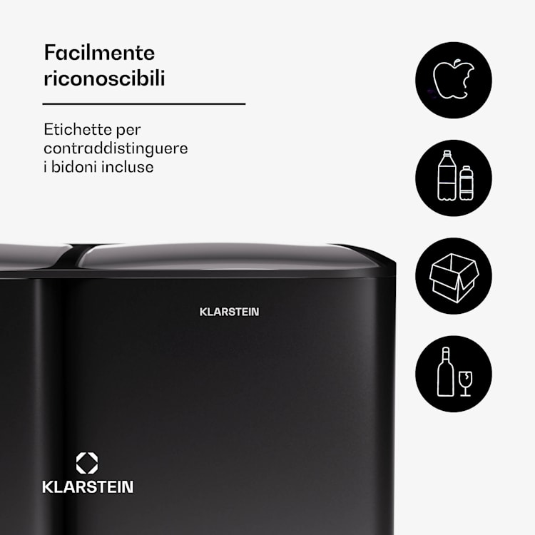 Tiyo 3-in-1 - Cestino dei rifiuti, 60 L, contenitori estraibili, Soft-Close 60 Ltr | Nero
