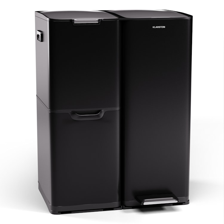 Tiyo 3-in-1 Mülleimer 60 L entnehmbare Eimer Soft-Close 60 Ltr | Schwarz