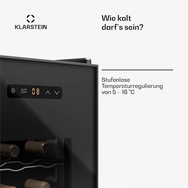 Silent Vino 12 Uno Weinkühlschrank 31 L / 12 Fl 5-18 °C Touch 31 Ltr | 1 Kühlzone | Schwarz
