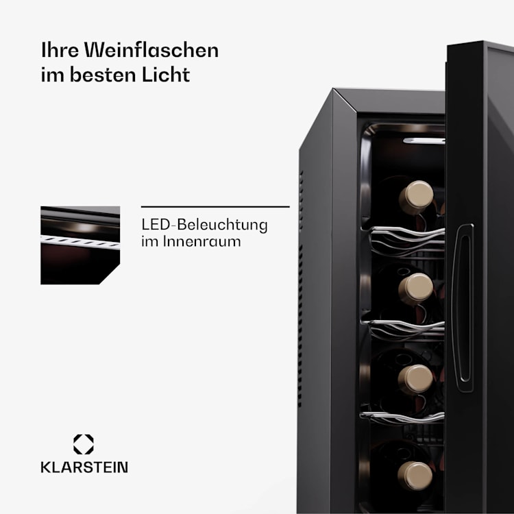 Silent Vino 12 Uno Weinkühlschrank 31 L / 12 Fl 5-18 °C Touch 31 Ltr | 1 Kühlzone | Schwarz