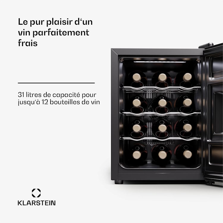 Silent Vino 12 Uno cave à vin 31 L / 12 Bt 5-18 °C Tactile 31 Ltr | 1 zone de conservation | Noir