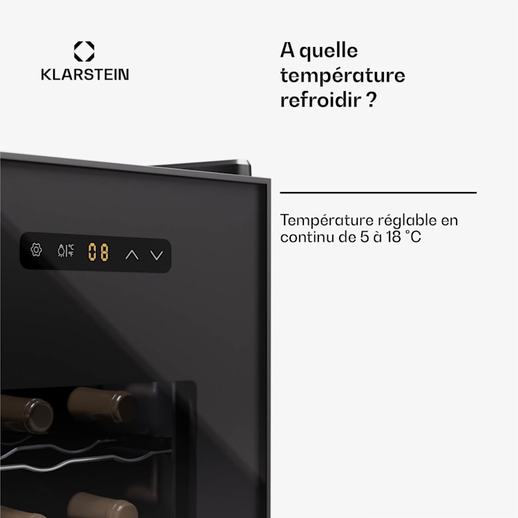 Silent Vino 12 Uno cave à vin 31 L / 12 Bt 5-18 °C Tactile 31 Ltr | 1 zone de conservation | Noir