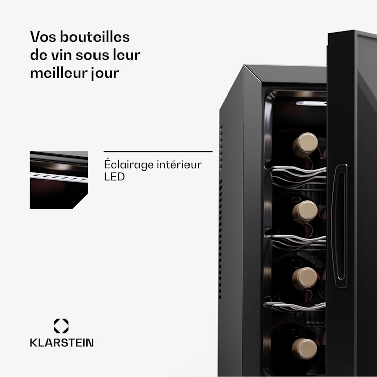 Silent Vino 12 Uno cave à vin 31 L / 12 Bt 5-18 °C Tactile 31 Ltr | 1 zone de conservation | Noir