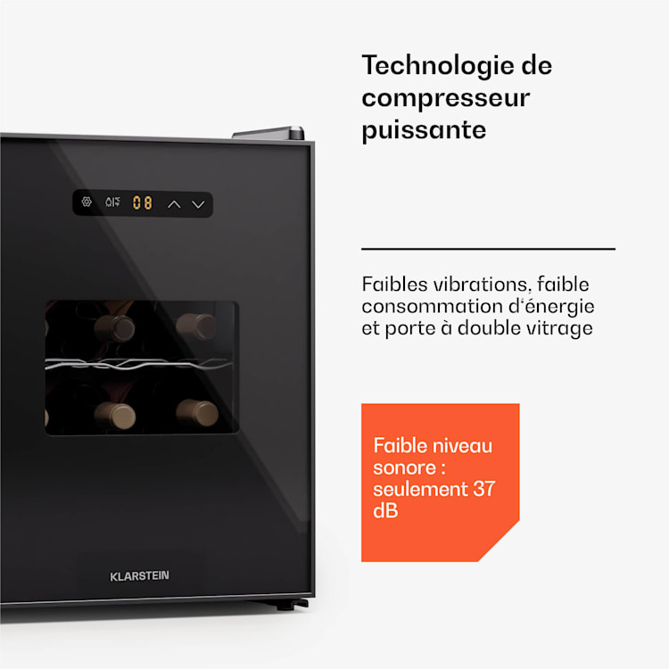 Silent Vino 12 Uno cave à vin 31 L / 12 Bt 5-18 °C Tactile 31 Ltr | 1 zone de conservation | Noir