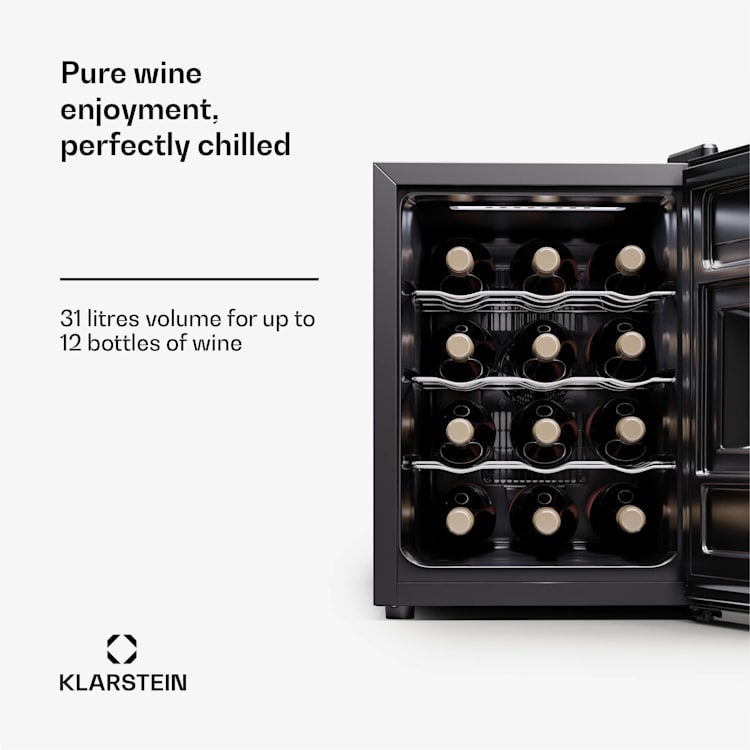 Silent Vino 12 Uno, borhűtő, 31 l / 12 palack, 5-18 °C, érintős 31 Ltr | 1 hűtőzóna | Fekete