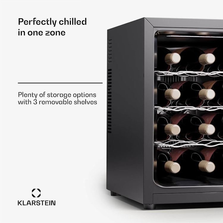 Silent Vino 12 Uno, borhűtő, 31 l / 12 palack, 5-18 °C, érintős 31 Ltr | 1 hűtőzóna | Fekete
