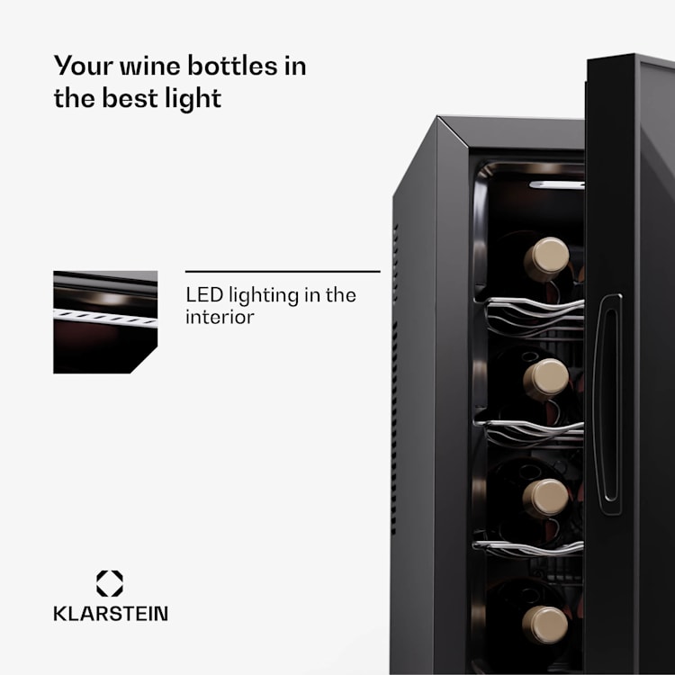 Silent Vino 12 Uno, borhűtő, 31 l / 12 palack, 5-18 °C, érintős 31 Ltr | 1 hűtőzóna | Fekete