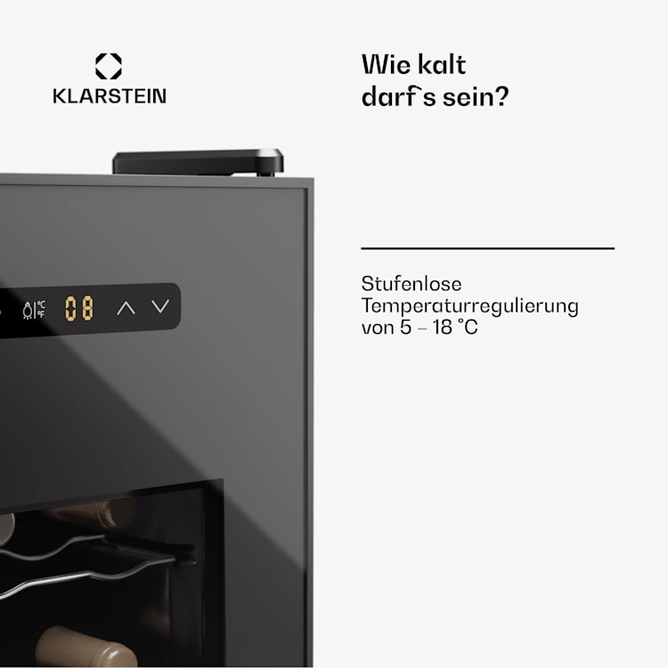 Silent Vino 15 Uno Weinkühlschrank 39 L / 15 Fl 5-18 °C Touch 39 Ltr | 1 Kühlzone | Schwarz