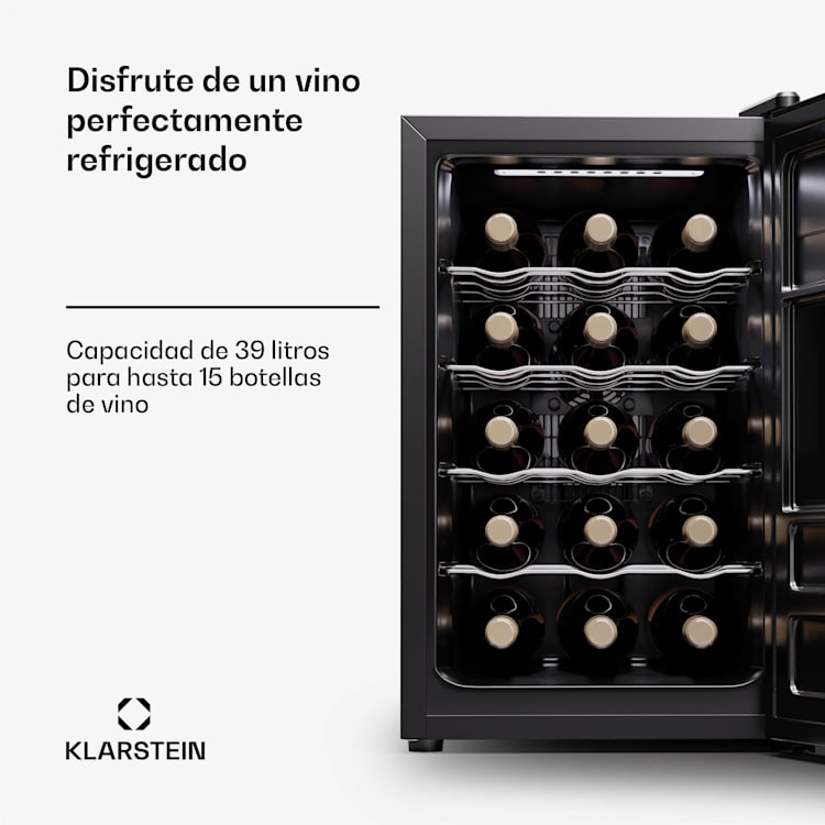 Silent Vino 15 Uno Nevera par vino 39 L / 15 botellas 5-18 °C Touch 39 Ltr | 1 zona de refrigeración | Negro