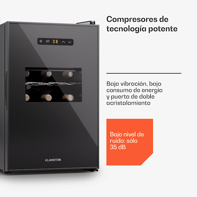 Silent Vino 15 Uno Nevera par vino 39 L / 15 botellas 5-18 °C Touch 39 Ltr | 1 zona de refrigeración | Negro
