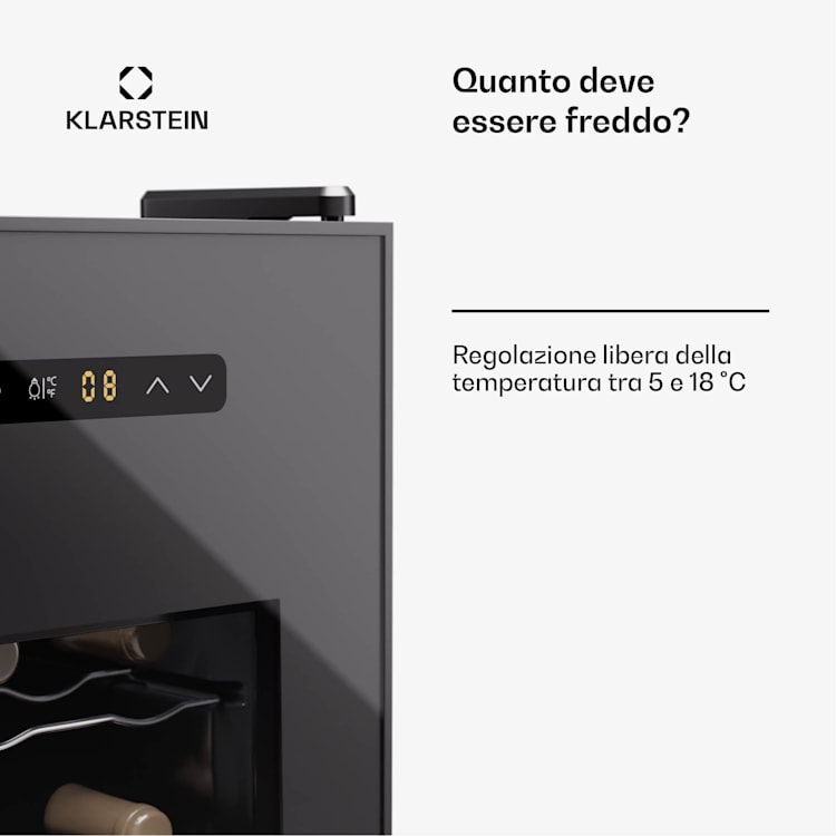 Silent Vino 15 Uno cantinetta vino, 39 l / 15 bottiglie, 5-18 °C, touch 39 Ltr | 1 zona di raffreddamento | Nero