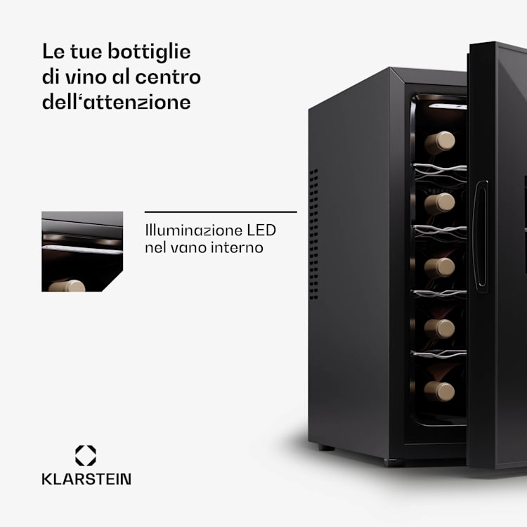 Silent Vino 15 Uno cantinetta vino, 39 l / 15 bottiglie, 5-18 °C, touch 39 Ltr | 1 zona di raffreddamento | Nero