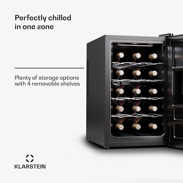 Silent Vino 15 Uno, borhűtő, 39 l / 15 palack, 5-18 °C, érintős 39 Ltr | 1 hűtőzóna | Fekete