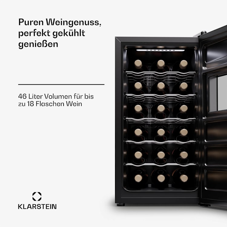 Silent Vino 18 Uno Weinkühlschrank 46 L / 18 Fl 5-18 °C Touch 46 Ltr | 1 Kühlzone | Schwarz