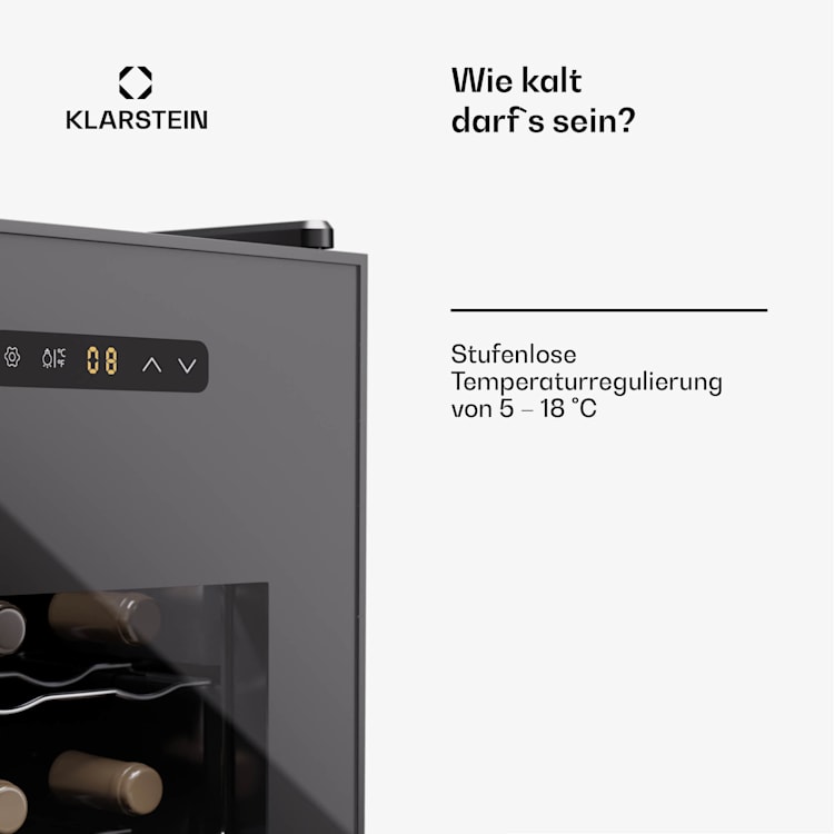 Silent Vino 18 Uno Weinkühlschrank 46 L / 18 Fl 5-18 °C Touch 46 Ltr | 1 Kühlzone | Schwarz