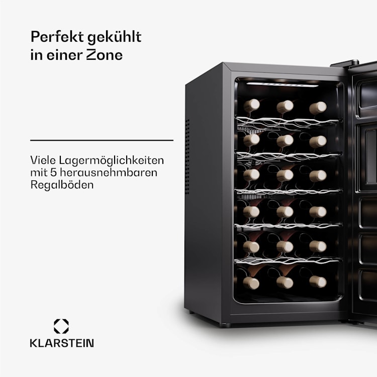 Silent Vino 18 Uno Weinkühlschrank 46 L / 18 Fl 5-18 °C Touch 46 Ltr | 1 Kühlzone | Schwarz