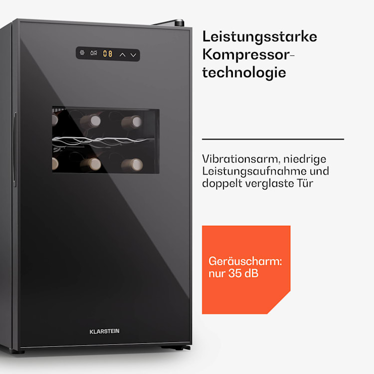 Silent Vino 18 Uno Weinkühlschrank 46 L / 18 Fl 5-18 °C Touch 46 Ltr | 1 Kühlzone | Schwarz