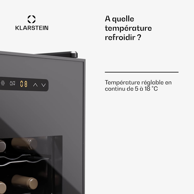 Silent Vino 18 Uno cave à vin 46 L / 18 Bt 5-18 °C Tactile 46 Ltr | 1 zone de conservation | Noir