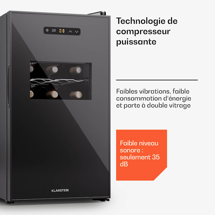 Silent Vino 18 Uno cave à vin 46 L / 18 Bt 5-18 °C Tactile 46 Ltr | 1 zone de conservation | Noir