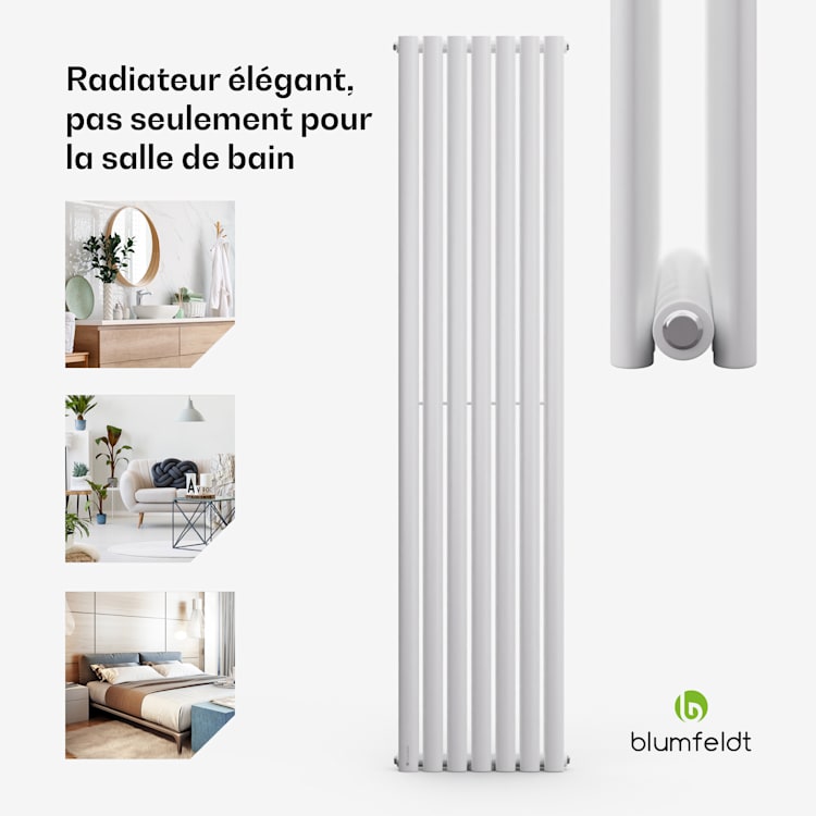 Tallheo 41 x 180 cm radiateur sèche-serviettes tubulaire 691 W eau chaude 1/2 180 x 41 cm | single_row | Blanc