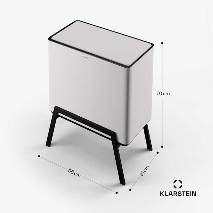 Yuma Mülleimer 40 L inkl. Komposteimer mit Standbeinen Geruchsfilter 40 Ltr | Weiß