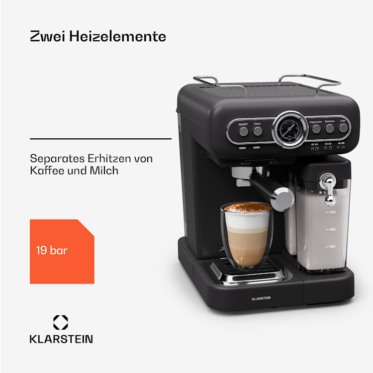 Espressionata Evo Espressomaschine 1350W 19 Bar 1,2L 2 Tassen Schwarz