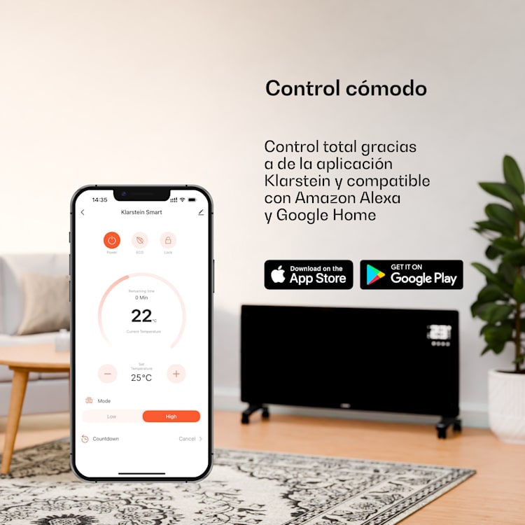Calentador de convección Bornholm Smart 2500 ocn 2500W WiFi LED IP24 2500 W | Negro