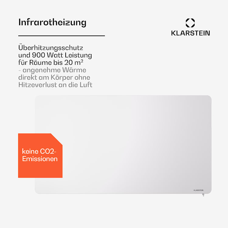 Wonderbeam 900 Infrarotheizung 108 x 60 cm 900W Wochentimer Fernbedienung 900 W | Weiß