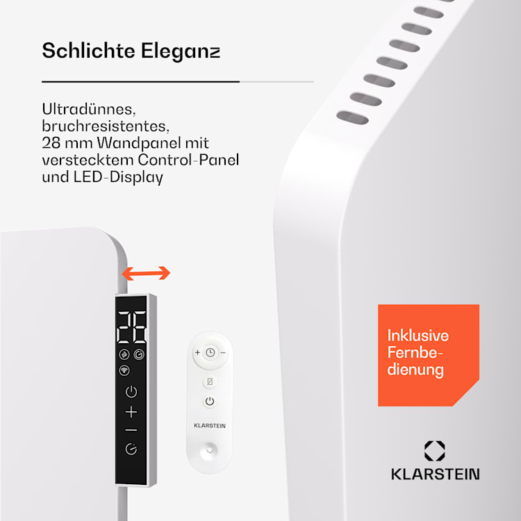 Wonderbeam 900 Infrarotheizung 108 x 60 cm 900W Wochentimer Fernbedienung 900 W | Weiß