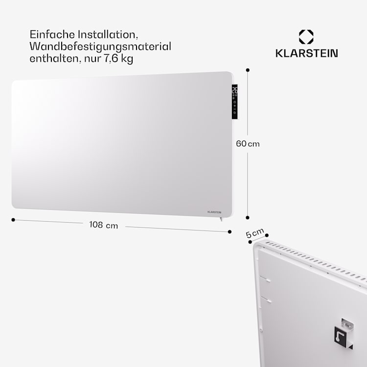 Wonderbeam 900 Infrarotheizung 108 x 60 cm 900W Wochentimer Fernbedienung 900 W | Weiß