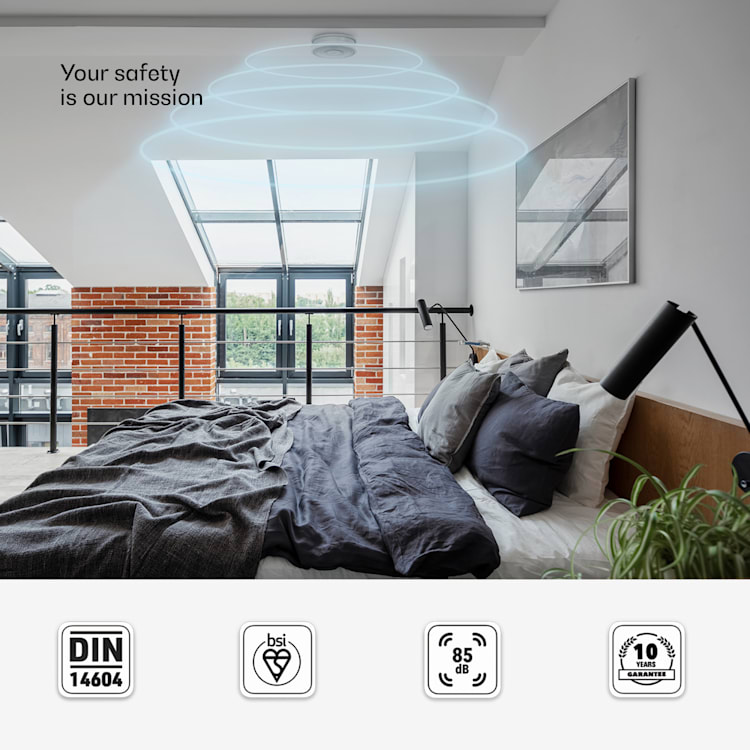 SHD by oneConcept, detektor dymu DOF Pro10, magnetický držiak, varovný signál: 85 dB, životnosť batérie 10 rokov 3er-Set