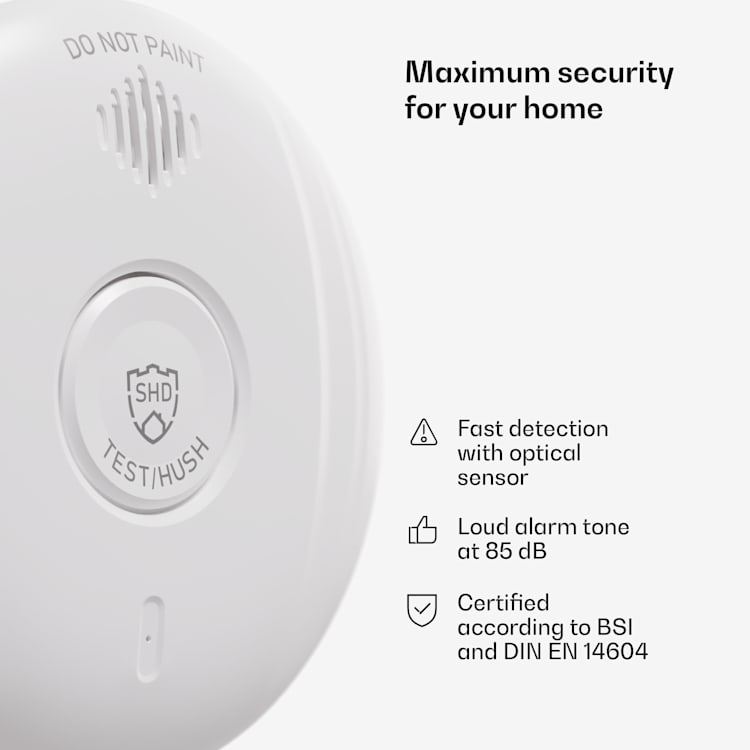 SHD by oneConcept, detektor dymu DOF Pro10, magnetický držiak, varovný signál: 85 dB, životnosť batérie 10 rokov Sada 10 kusov