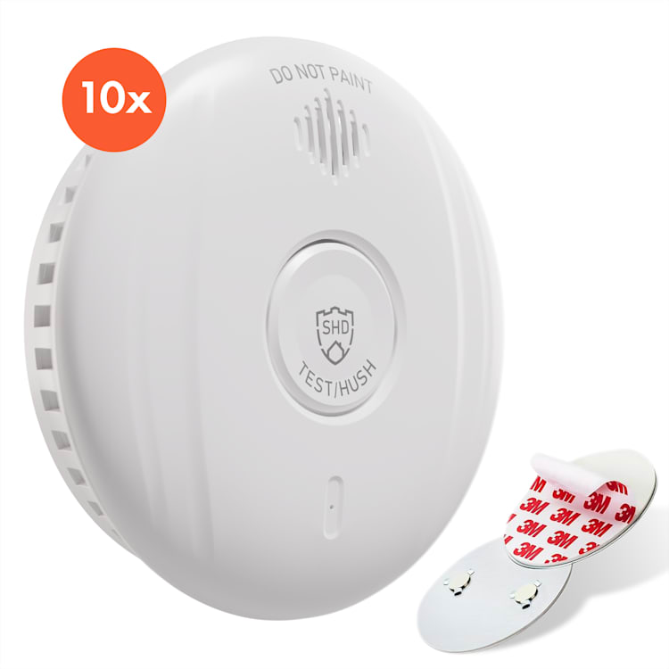 SHD by oneConcept, detektor dymu DOF Pro10, magnetický držiak, varovný signál: 85 dB, životnosť batérie 10 rokov Sada 10 kusov