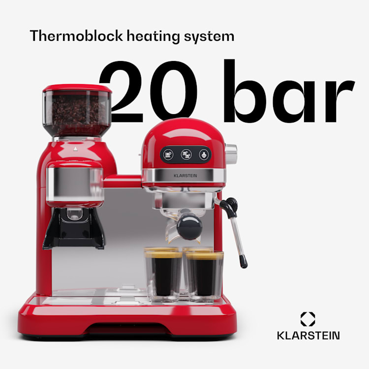 Ekspres do espresso Bella Café z młynkiem 1550W 20 barów 1,4 l Czerwony