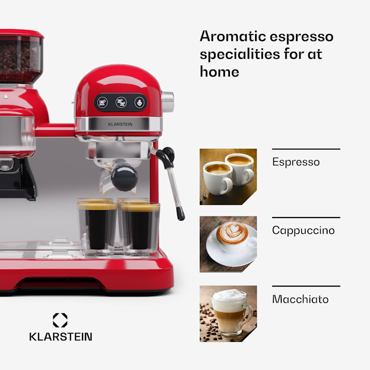 Ekspres do espresso Bella Café z młynkiem 1550W 20 barów 1,4 l Czerwony