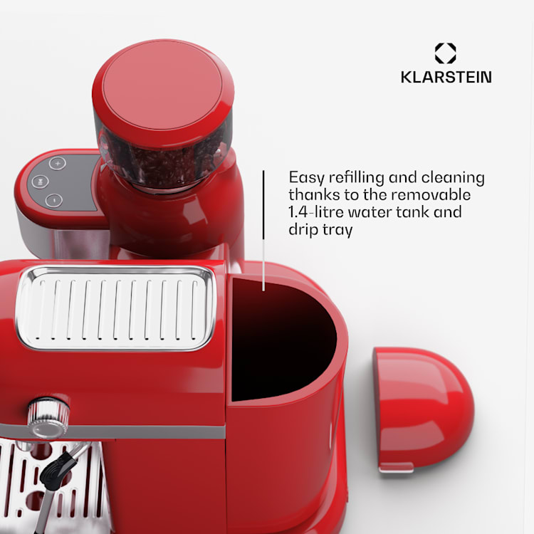 Ekspres do espresso Bella Café z młynkiem 1550W 20 barów 1,4 l Czerwony