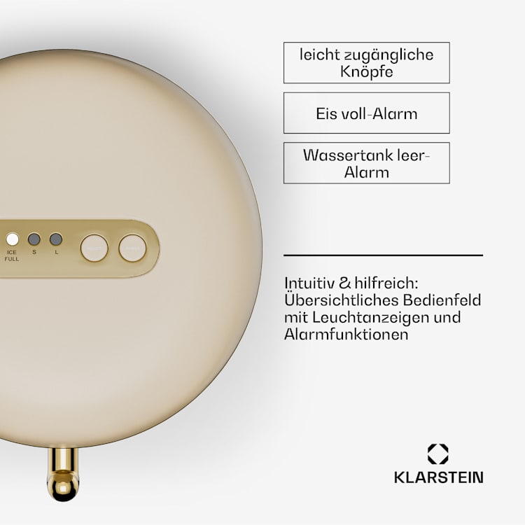 Passau Eiswürfelmaschine 2 Größen 15 kg/24 h Auto-Clean 2,3 ltr | Creme