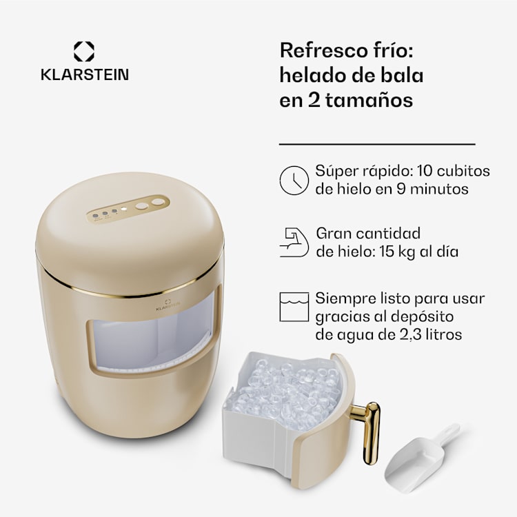 Máquina de cubitos de hielo Passau 2 tamaños 15 kg/24 h Auto-Clean 2,3 ltr | Crema