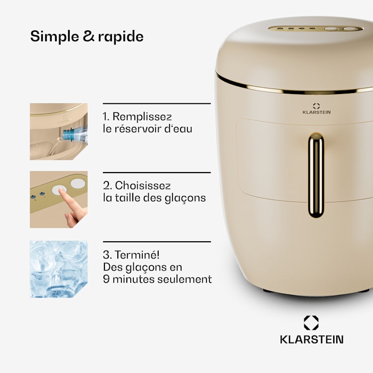 Machine à glaçons Passau 2 tailles 15 kg/24 h Auto-Clean 2,3 ltr | Crème
