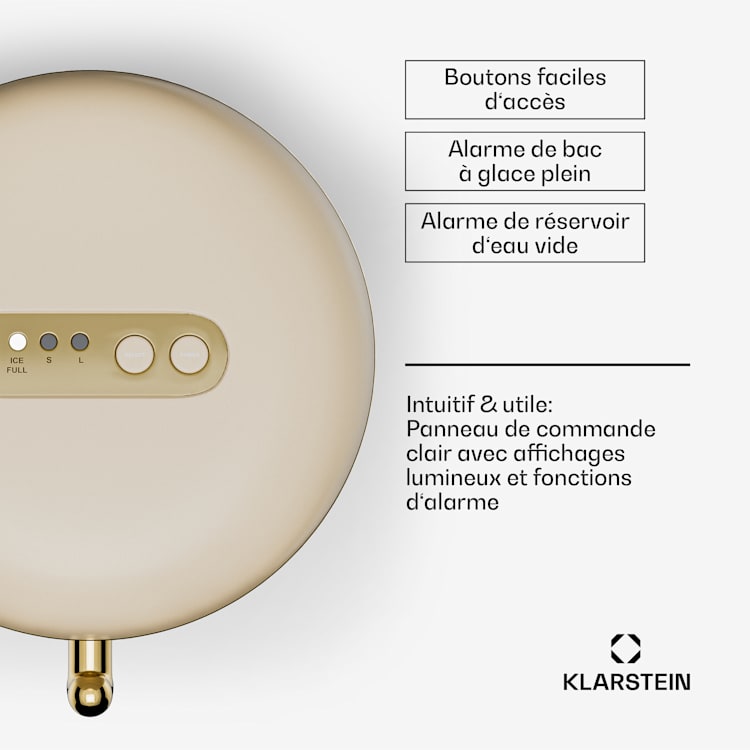 Machine à glaçons Passau 2 tailles 15 kg/24 h Auto-Clean 2,3 ltr | Crème