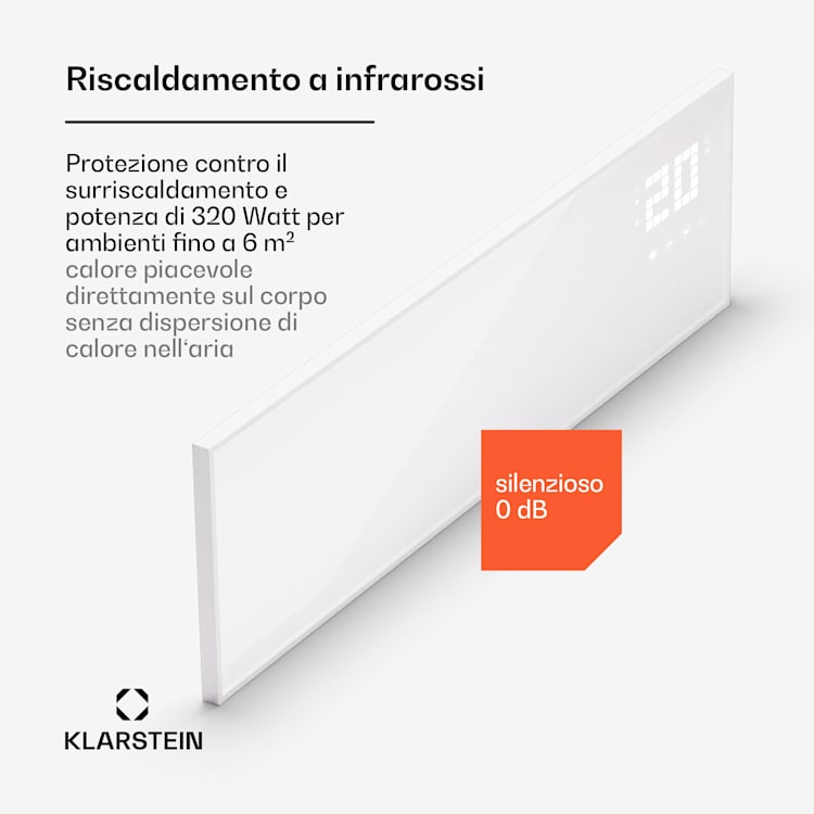 Wonderwall Smart Bornholm - Stufa a infrarossi, 100x30cm, app, 320W horizontal | 320 W | Bianco