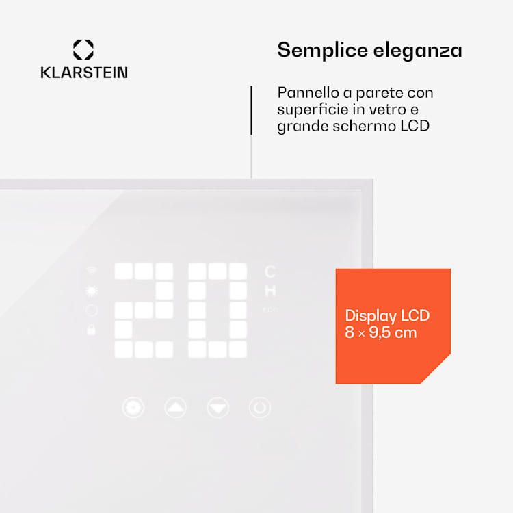 Wonderwall Smart Bornholm - Stufa a infrarossi, 100x30cm, app, 320W horizontal | 320 W | Bianco